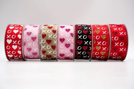 Ruban imprimé LOVE XOXO avec paillettes_KF6880.KF6881.KF6882